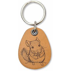 Chinchilla - Genuine Leather Keychain - Pet Key Fob