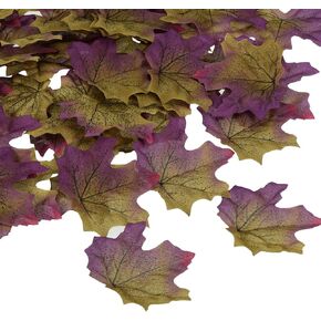 PATIKIL Artificial Leaves, 200 Pcs Fall Maple Autumn Fake Leaf for Wedding Party Thanksgiving Halloween Decoration, Purple