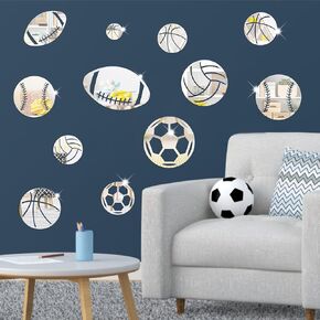 Sports Wall Decals Soccer Decal for Wall Rugby Wall Decals Baseball Wall Decor Basketball Decal Removable Peel and Stick Wall Decals Football Sticker for Boys Room