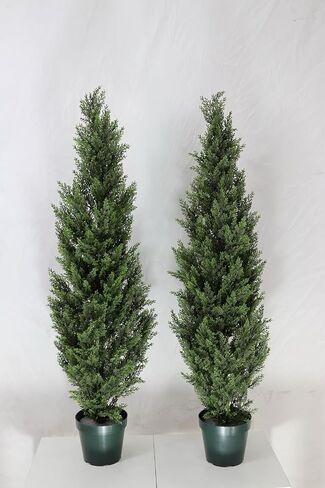 Pre-Potted 4' Artificial Cedar Topiary Outdoor Indoor Tree (Pack of 2) in Kuwait