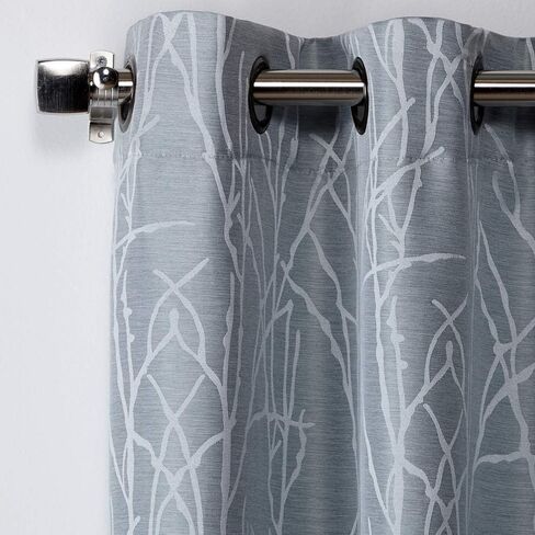 Exclusive Home Finesse Branch Print Grommet Top Curtain Panel Pair, 54"x84", Ash Grey in Saudi Arabia