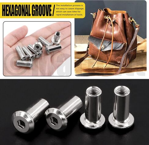 25 Pcs M6x80mm Silver Nickel Plated Hex Drive Socket Cap Bolts Assortment Kit with Hex Key Countersunk Screw Barrel Nuts Binding Screws for Crib Belt Buckle Cabinet Furniture Scrapbook in Saudi Arabia
