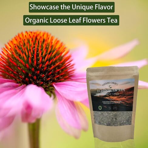 Echinacea Tea Organic Loose Leaf Echinacea Flowers Dried Organic Boosting Herbal Infusion for Kids and Adults Greek Herbs 3 oz in Saudi Arabia