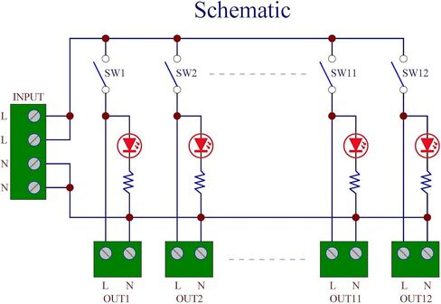 جدار جبل 12 قناة مجداف الروك التبديل التيار المتناوب 115 فولت 230 فولت وحدة توزيع الطاقة قطاع in Kuwait