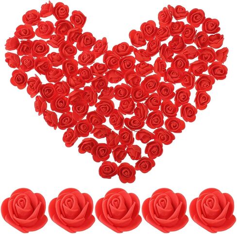 100PcsArtificial Flowers Mini Artificial Rose Artificial Fake Rose Head Foam Artificial Rose 3CM Mini Fake Roses for DIY Wedding Bouquets Centerpieces Party Home Decorations (Red) in Saudi Arabia