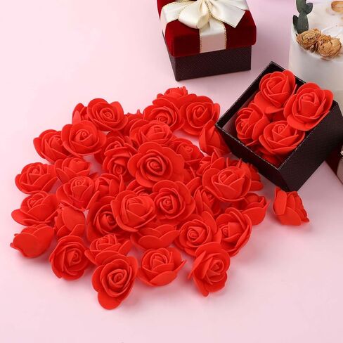 100PcsArtificial Flowers Mini Artificial Rose Artificial Fake Rose Head Foam Artificial Rose 3CM Mini Fake Roses for DIY Wedding Bouquets Centerpieces Party Home Decorations (Red) in Saudi Arabia