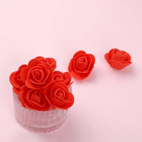 100PcsArtificial Flowers Mini Artificial Rose Artificial Fake Rose Head Foam Artificial Rose 3CM Mini Fake Roses for DIY Wedding Bouquets Centerpieces Party Home Decorations (Red) in Saudi Arabia