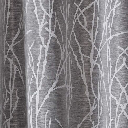 Exclusive Home Finesse Branch Print Grommet Top Curtain Panel Pair, 54"x84", Ash Grey in Saudi Arabia