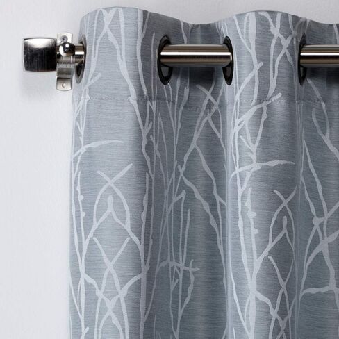 Exclusive Home Finesse Branch Print Grommet Top Curtain Panel Pair, 54"x84", Ash Grey in Saudi Arabia