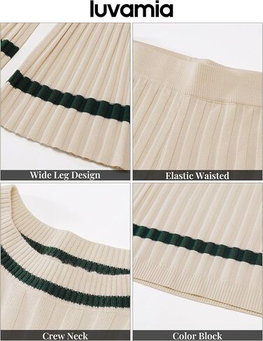 luvamia Lounge Set for Women Knit 2 Piece Outfit Trendy Fall Matching Sets Sweater Loungewear Sets Color Block Winter in Saudi Arabia