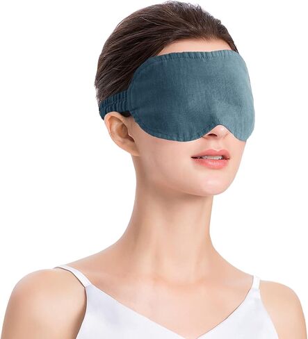 قناع العين للنوم من الكتان النقي 100% من S VICTORY SYMBOL مناسب للنوم والسفر، ناعم وخفيف الوزن، مجموعة من 3 قطع، رمادي فاتح in Kuwait