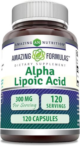 Amazing Formulas Alpha Lipoic Acid ALA 300mg Capsules Supplement | Non-GMO | Gluten Free | Made in USA (240 Count) in Kuwait