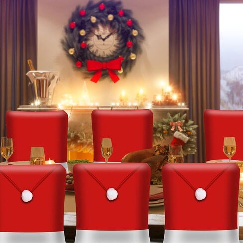 KIMOBER 2PCS Christmas Chair Covers Decor,Red and Black Buffalo Plaid Xmas Chair Slipcovers Sets for Christmas Dinning Decoration in Saudi Arabia