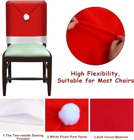 KIMOBER 2PCS Christmas Chair Covers Decor,Red and Black Buffalo Plaid Xmas Chair Slipcovers Sets for Christmas Dinning Decoration in Saudi Arabia