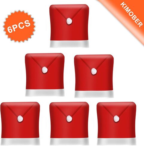 KIMOBER 2PCS Christmas Chair Covers Decor,Red and Black Buffalo Plaid Xmas Chair Slipcovers Sets for Christmas Dinning Decoration in Saudi Arabia