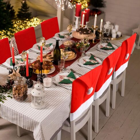 KIMOBER 2PCS Christmas Chair Covers Decor,Red and Black Buffalo Plaid Xmas Chair Slipcovers Sets for Christmas Dinning Decoration in Saudi Arabia