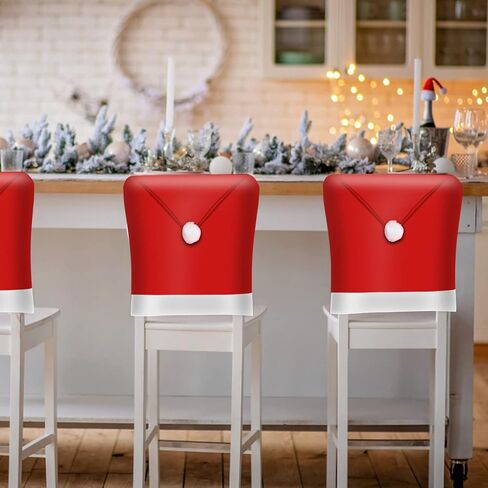 KIMOBER 2PCS Christmas Chair Covers Decor,Red and Black Buffalo Plaid Xmas Chair Slipcovers Sets for Christmas Dinning Decoration in Saudi Arabia