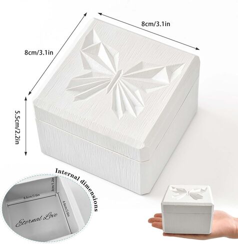 WRENYZK Resinous Keepsake Wood Box, Eternal Love Wooden Gift Box, Cute Decorative Boxes, Butterfly Storage Decorative Box With Lids Birthday Gifts for Women, Friends, Relative, 3.15 x 3.15 in (Blue) in Kuwait