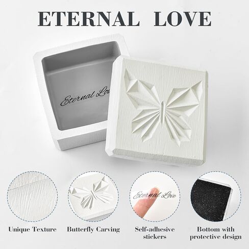 WRENYZK Resinous Keepsake Wood Box, Eternal Love Wooden Gift Box, Cute Decorative Boxes, Butterfly Storage Decorative Box With Lids Birthday Gifts for Women, Friends, Relative, 3.15 x 3.15 in (Blue) in Kuwait