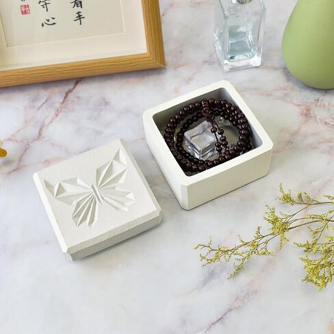 WRENYZK Resinous Keepsake Wood Box, Eternal Love Wooden Gift Box, Cute Decorative Boxes, Butterfly Storage Decorative Box With Lids Birthday Gifts for Women, Friends, Relative, 3.15 x 3.15 in (Blue) in Kuwait