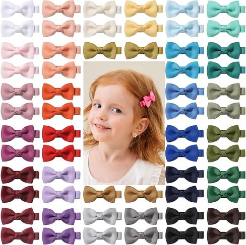 YHXX YLEN 40 PCS Baby Girls Bows Clips 2 Inch Baby Hair Clips Tiny Hair Bows with Alligator Clips for Infant Fine Hair Bows Accessories for Baby Girls Newborns Toddler (20 Colors in Pairs） in Kuwait