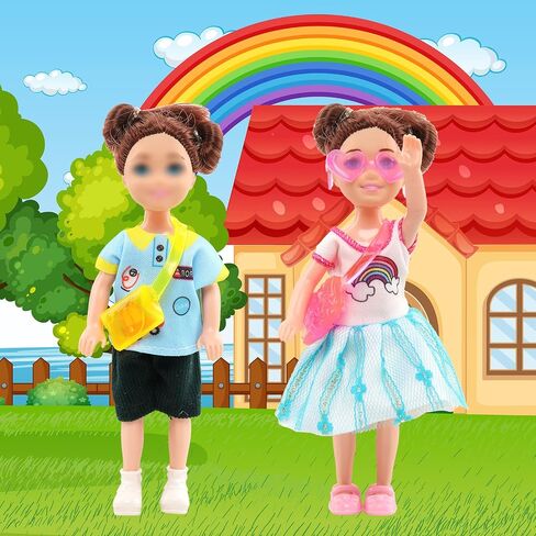 Miunana 19 Pcs 5.3 Inch Doll Clothes and Accessories - 3 Dresses, 3 Outfits, 3 Swimsuits, 3 Shoes, 2 Sunglasses, 5 Outfits Hangers in Kuwait