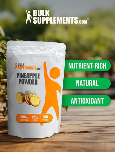 BulkSupplements.com مسحوق الأناناس - مسحوق فاكهة الأناناس، للنكهات والعصائر - غير محلى وخالي من الغلوتين، 500 مجم لكل وجبة، 250 جم (8.8 أونصة) (عبوة من قطعة واحدة) in Saudi Arabia