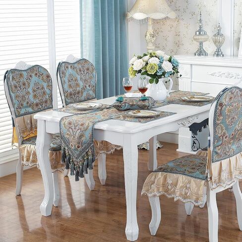 kilofly Elegant Floral Brocade Jacquard Table Runner Tassels (60 x 12 inches) in Kuwait