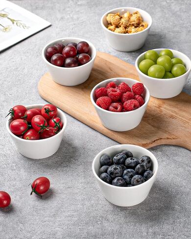 Porcelain Small Bowls, 8 Ounce Dessert Bowls, Ramekins Oven Safe, Ice Cream Bowls, Bouillon Cups, Set of 6 in Saudi Arabia
