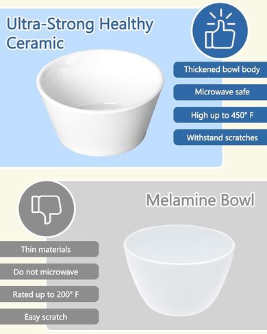 Porcelain Small Bowls, 8 Ounce Dessert Bowls, Ramekins Oven Safe, Ice Cream Bowls, Bouillon Cups, Set of 6 in Saudi Arabia