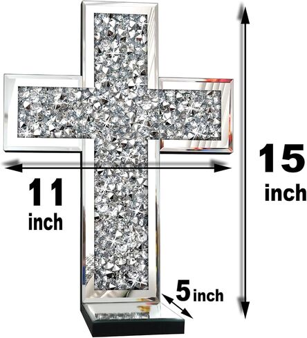 حامل شموع حائط من XIHACTY Crystal Crush Diamond. مجموعة شمعدانات زجاجية رائعة لتزيين الحائط مكونة من قطعتين، ديكور حائط لديكور المنزل، وغرفة المعيشة، وغرفة الطعام، 15 بوصة (الشموع غير متضمنة). in Kuwait