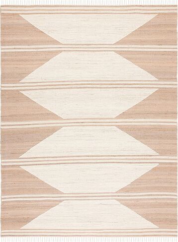 سجادة منطقة مجموعة Safavieh Kilim - 12.7 سم × 20.32 سم، طبيعية وعاجية، مصنوعة يدويًا من الجوت البوهيمي المغربي، مثالية للمناطق ذات حركة المرور العالية في غرفة المعيشة وغرفة النوم (KLM451A) in Saudi Arabia