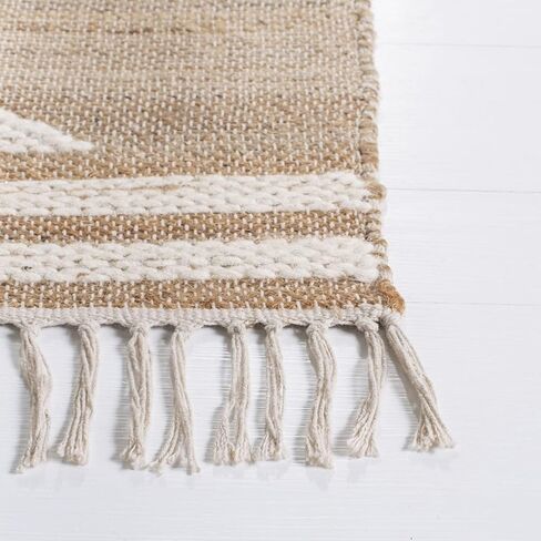 سجادة منطقة مجموعة Safavieh Kilim - 12.7 سم × 20.32 سم، طبيعية وعاجية، مصنوعة يدويًا من الجوت البوهيمي المغربي، مثالية للمناطق ذات حركة المرور العالية في غرفة المعيشة وغرفة النوم (KLM451A) in Saudi Arabia