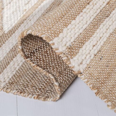 سجادة منطقة مجموعة Safavieh Kilim - 12.7 سم × 20.32 سم، طبيعية وعاجية، مصنوعة يدويًا من الجوت البوهيمي المغربي، مثالية للمناطق ذات حركة المرور العالية في غرفة المعيشة وغرفة النوم (KLM451A) in Saudi Arabia