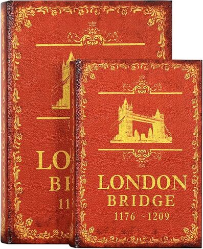 Decorative Book Boxes Pattern Antique Book Invisible Box Sturdy and Realistic Faux Wood Set of 2 Storage Set in Saudi Arabia