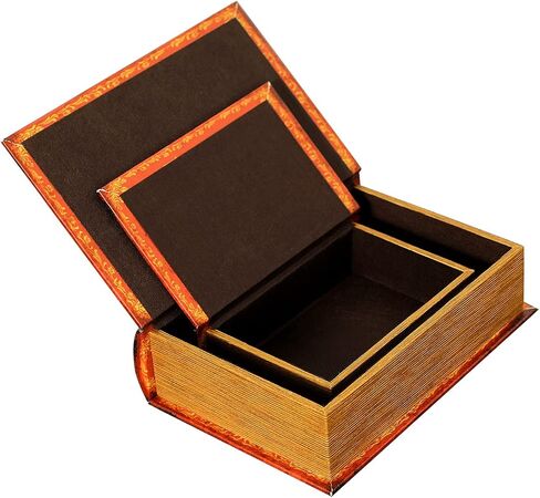 Decorative Book Boxes Pattern Antique Book Invisible Box Sturdy and Realistic Faux Wood Set of 2 Storage Set in Saudi Arabia