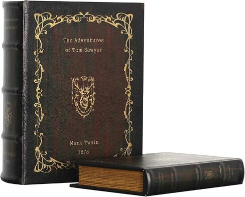 Decorative Book Boxes Pattern Antique Book Invisible Box Sturdy and Realistic Faux Wood Set of 2 Storage Set in Saudi Arabia