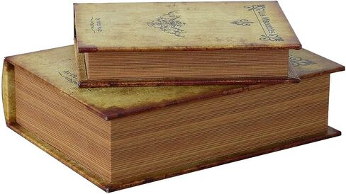 Decorative Book Boxes Pattern Antique Book Invisible Box Sturdy and Realistic Faux Wood Set of 2 Storage Set in Saudi Arabia