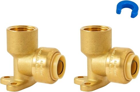 SUNGATOR 90 Degree Drop Ear Elbow, Push Fit Plumbing Fittings, Push-to-Connect, 1/2" Ptc x 1/2" NPT Female Adapter with Disconnect Clip, No Lead Brass for PEX, PE-RT, CPVC Pipe (4-Pack) in Saudi Arabia
