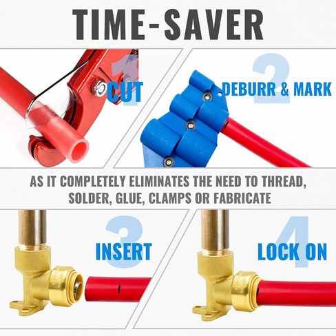 SUNGATOR 90 Degree Drop Ear Elbow, Push Fit Plumbing Fittings, Push-to-Connect, 1/2" Ptc x 1/2" NPT Female Adapter with Disconnect Clip, No Lead Brass for PEX, PE-RT, CPVC Pipe (4-Pack) in Saudi Arabia