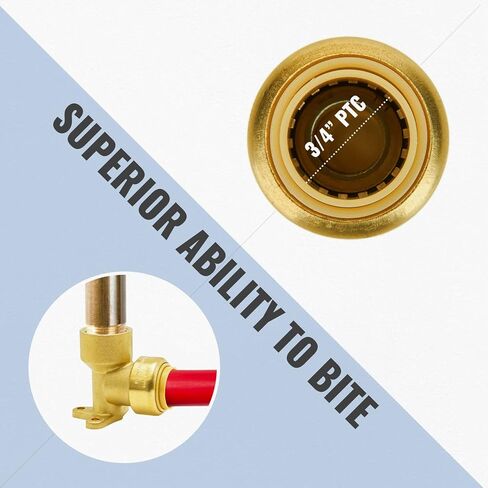SUNGATOR 90 Degree Drop Ear Elbow, Push Fit Plumbing Fittings, Push-to-Connect, 1/2" Ptc x 1/2" NPT Female Adapter with Disconnect Clip, No Lead Brass for PEX, PE-RT, CPVC Pipe (4-Pack) in Saudi Arabia