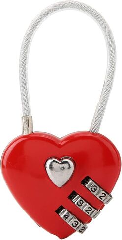 قفل مزدوج مكون من 3 أرقام على شكل قلب، قفل رمز صغير من سبائك الزنك، لحقيبة الظهر (أسود) in Kuwait