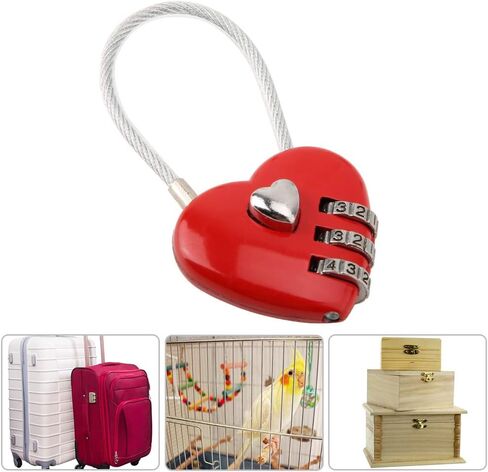 قفل مزدوج مكون من 3 أرقام على شكل قلب، قفل رمز صغير من سبائك الزنك، لحقيبة الظهر (أسود) in Kuwait