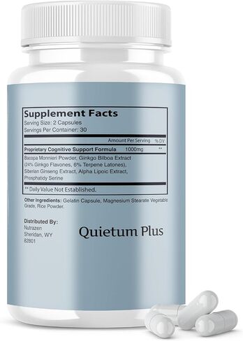 (5 عبوات) مكمل تخفيف طنين الأذن من Quietum Plus - تركيبة رسمية - كبسولات Quietum Plus الأصلية لحلقات الأذن الأصلية من Quietum Alt to Drops Quietum Tinnitus Relief القوة الأصلية (300 كبسولة) in Kuwait