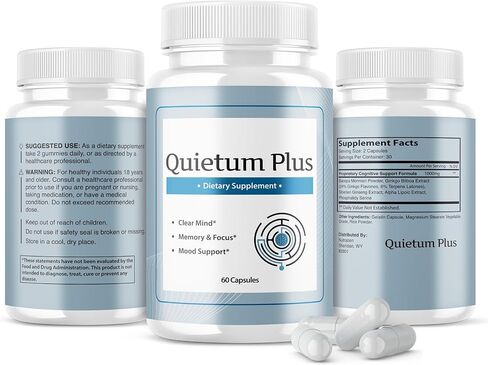 (5 عبوات) مكمل تخفيف طنين الأذن من Quietum Plus - تركيبة رسمية - كبسولات Quietum Plus الأصلية لحلقات الأذن الأصلية من Quietum Alt to Drops Quietum Tinnitus Relief القوة الأصلية (300 كبسولة) in Kuwait
