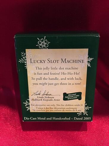 Hallmark 2005 Mini Ornament LUCKY SLOT MACHINE - DIE-CAST METAL Really Works! in Saudi Arabia