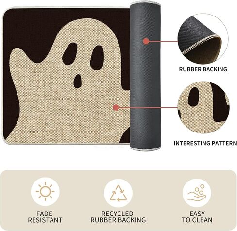Artoid Mode Spooky Ghosts Boo Halloween Kitchen Mats Set of 2, Black Home Decor Low-Profile Kitchen Rugs for Floor - 17x29 and 17x47 Inch in Saudi Arabia