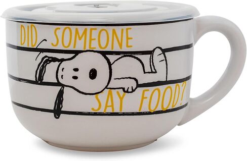 Silver Buffalo Peanuts Snoopy and Woodstock Ceramic Soup Mug with Vented Plastic Lid, 24 Ounces, 1 Count (Pack of 1) in Saudi Arabia