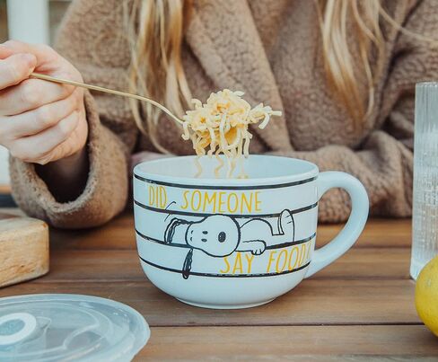 Silver Buffalo Peanuts Snoopy and Woodstock Ceramic Soup Mug with Vented Plastic Lid, 24 Ounces, 1 Count (Pack of 1) in Saudi Arabia