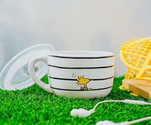 Silver Buffalo Peanuts Snoopy and Woodstock Ceramic Soup Mug with Vented Plastic Lid, 24 Ounces, 1 Count (Pack of 1) in Saudi Arabia